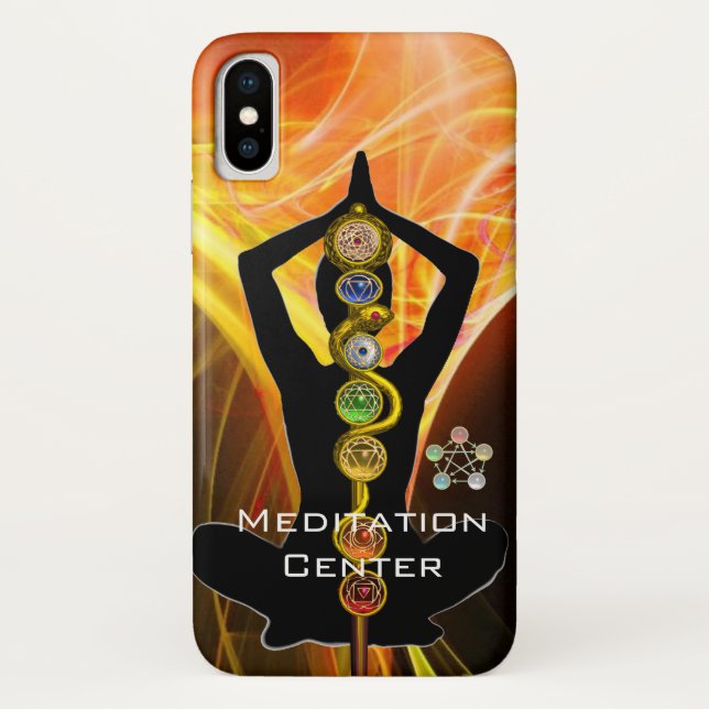 Capa Para iPhone, Case-Mate ROD ASCLEPIUS,7 CHAKRAS YOGA LOTUS POSE Amarelo (Verso)