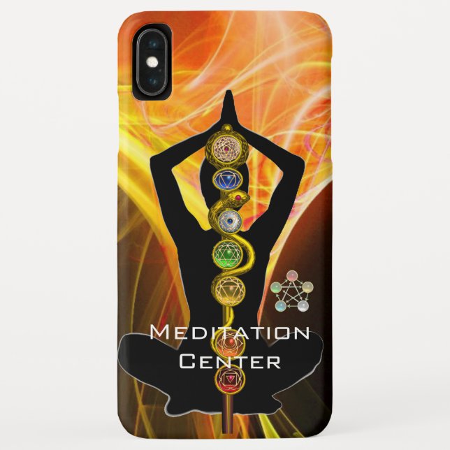 Capa Para iPhone, Case-Mate ROD ASCLEPIUS,7 CHAKRAS YOGA LOTUS POSE Amarelo (Verso)