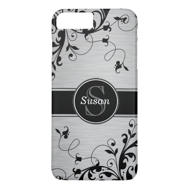 Capa Para iPhone, Case-Mate Roios Florais Pretos Prateados (Verso)