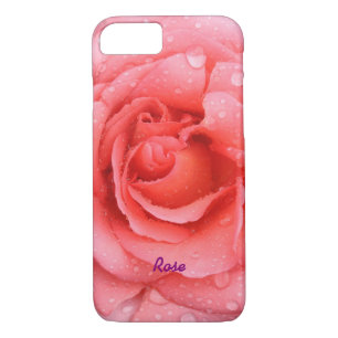 Capa iPhone 8/ 7 Romântica Vermelha Cor-de-rosa Cai Água Rosa Perso