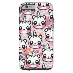 Capa Tough Para iPhone 6 Rosa bonito Lo animal floral do unicórnio da panda
