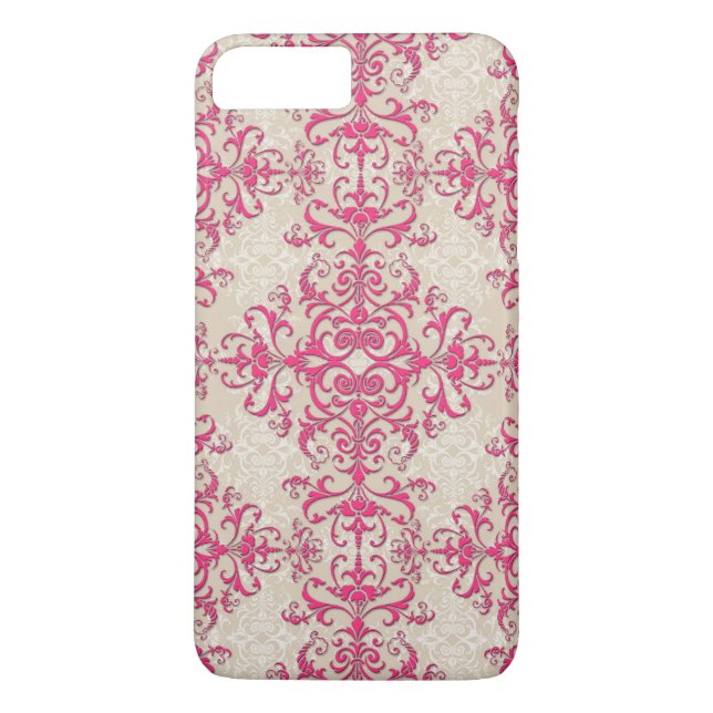 Capa Para iPhone, Case-Mate Rosa Chique Feminino e Estilo Damask Off White (Verso)