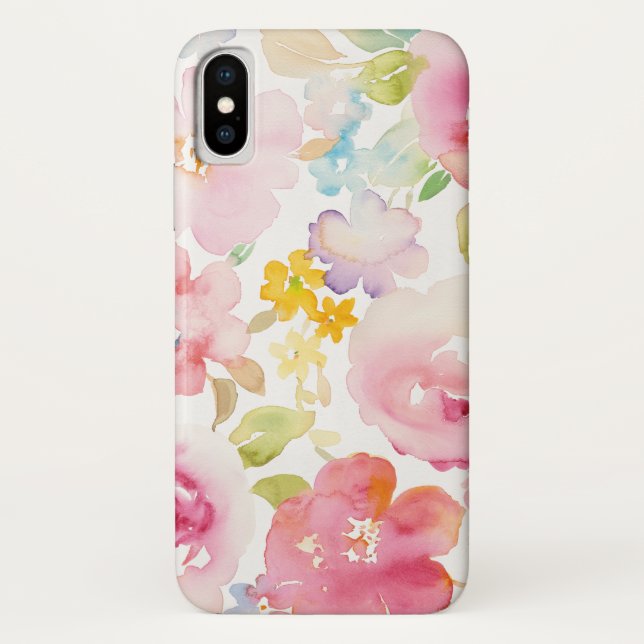 Capa Para iPhone, Case-Mate Rosa da aguarela dos plenos Verões | floral (Verso)