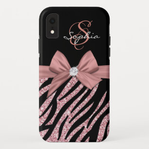 Capa Para iPhone Da Case-Mate Rosa, Dourada, Glitter Black Zebra Stripe Arco Mon