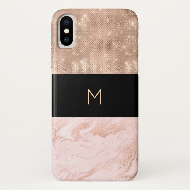 Capa Para iPhone, Case-Mate Rosa Dourado Glam Monograma (Verso)
