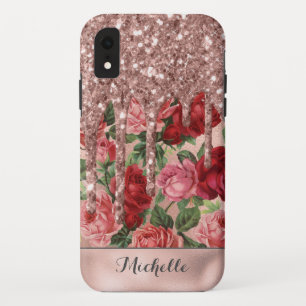 Capa Para iPhone Da Case-Mate Rosa Dourado Glitter Drives Vintage Rosa floral No