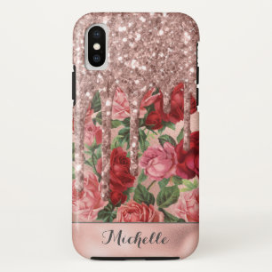 Capa Para iPhone Da Case-Mate Rosa Dourado Glitter Drives Vintage Rosa floral No