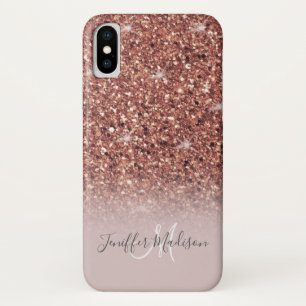 Capa Para iPhone Da Case-Mate Rosa dourado glitter Nome Personalizado