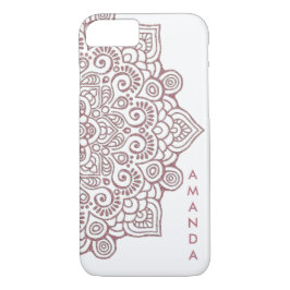 Capa iPhone 8/ 7 ROSA Dourado METÁLICO Lace Lace Mandala branco