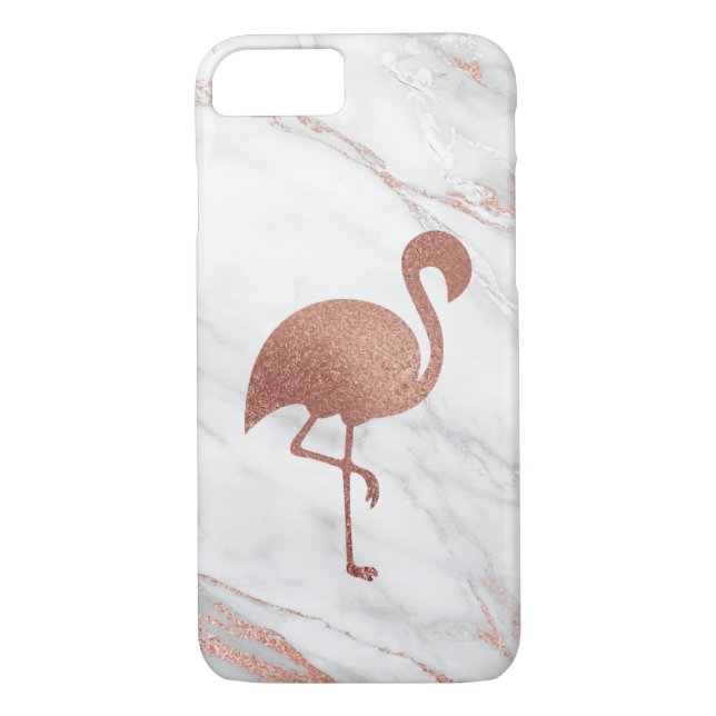 Capa Para iPhone, Case-Mate Rosa Gold Foil Flamingo no padrão rosa do mármore (Verso)