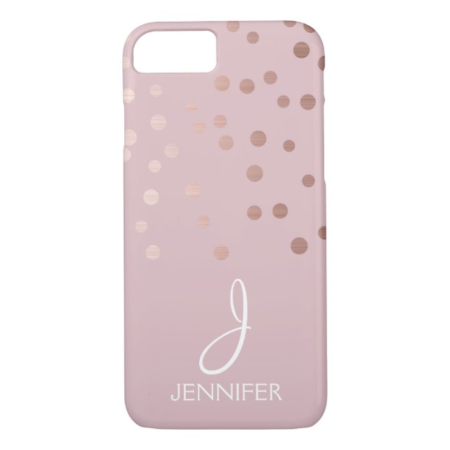 Capa Para iPhone, Case-Mate Rosa Gold Foil Girly Confetti Monograma (Verso)