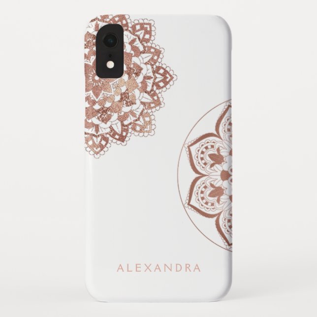 Capa Para iPhone, Case-Mate Rosa Gold Foil Indian Mandala Monograma (Verso)