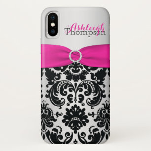 Capa Para iPhone X Rosa personalizado, preto, iPhone de prata X do