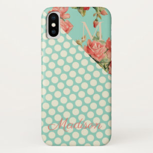 Capa Para iPhone Da Case-Mate Rosa Rosa Rosa Rosa, Pontos Verdes Monograma Flora