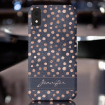 Capa Para iPhone Da Case-Mate Rosa Rosa Rosa Rosa Rosa Dourada - Padrão de Bolin<br><div class="desc">Cor-de-rosa-rosa-azul-Rosa-Dourada Foil Faux e Marinho Blue Watercolor Plano de Fundo com Padrão de Bolinhas Desenhado para Girly,  Capa de telefone inteligente à qual você pode adicionar seu nome - monograma. Entre em contato com o designer se desejar itens adicionais correspondentes.</div>