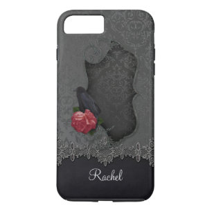 Capa Para iPhone Da Case-Mate Rosa vermelha cinzenta preta gótico do corvo do