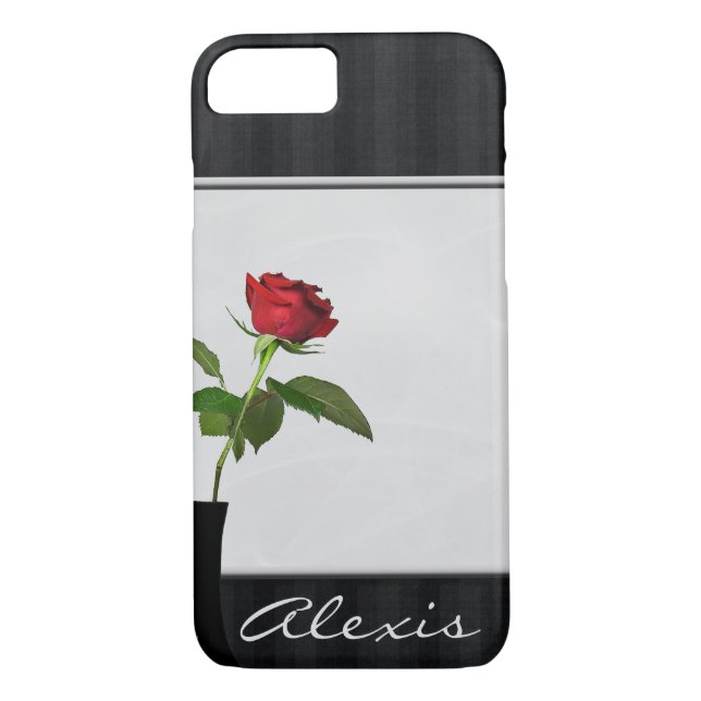 Capa Para iPhone, Case-Mate rosa vermelha no vaso preto (Verso)