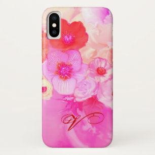 CAPA PARA iPhone DA Case-Mate ROSAS BRANCOS VERMELHOS E MONOGRAMA COR-DE-ROSA