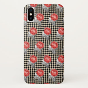 Capa Para iPhone Da Case-Mate Rosas cor-de-rosa vintage e padrão xadrez inglês