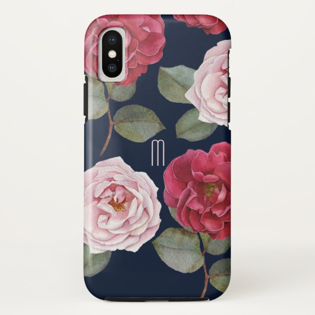 Capa Para iPhone, Case-Mate Rosas de Aquarela Apple Tough iPhone X Case (Verso)