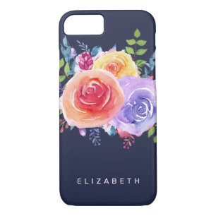 Capa iPhone 8/ 7 Rosas de Aquarela Buquê Floral