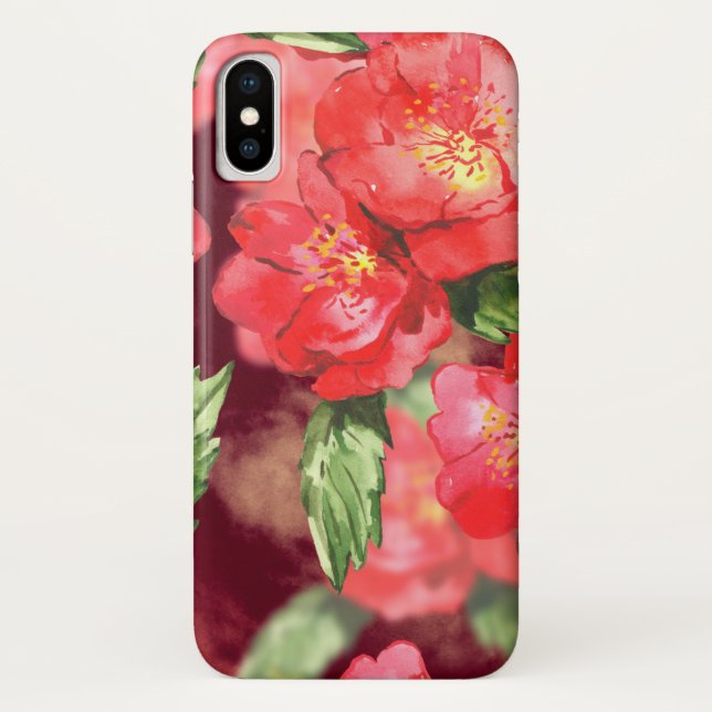 Capa Para iPhone, Case-Mate Rosas De Aquarela Com Verdes (Verso)