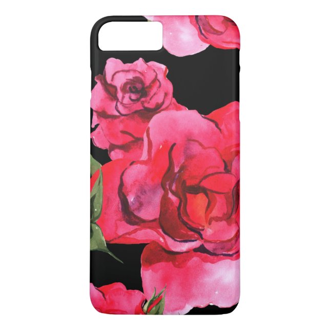 Capa Para iPhone, Case-Mate Rosas de aquarela em preto (Verso)