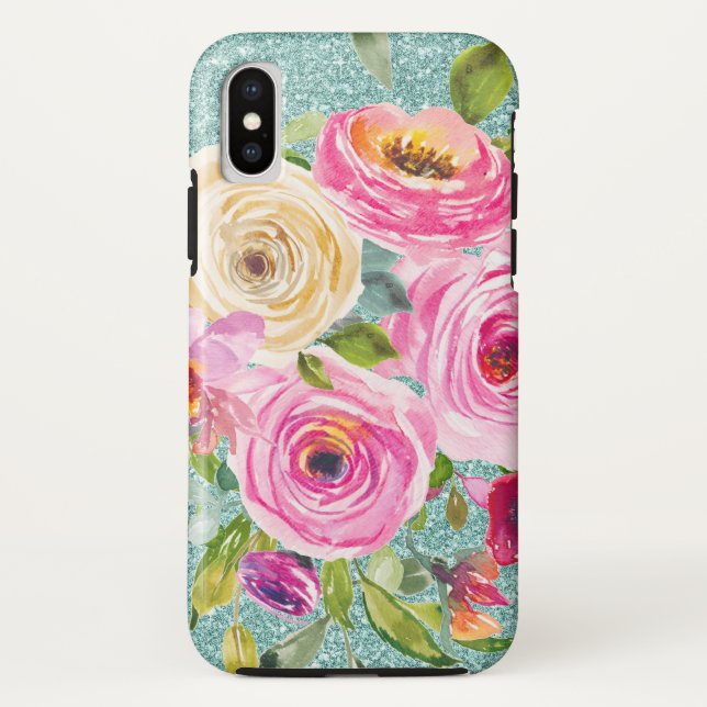 Capa Para iPhone, Case-Mate Rosas de aquarela rosa e creme (Verso)