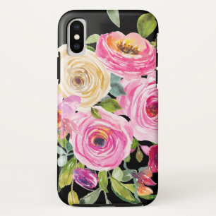 Capa Para iPhone Da Case-Mate Rosas de aquarelas a rosa e creme a preto