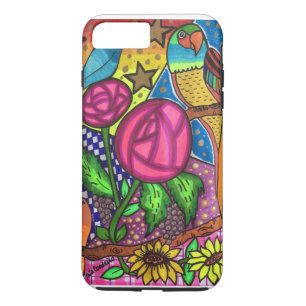Capa iPhone 8 Plus/7 Plus Rosas e pássaros