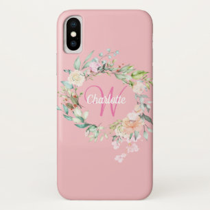 Capa Para iPhone Da Case-Mate Rosas Florais de Inicial Monograma Rosa Feminino