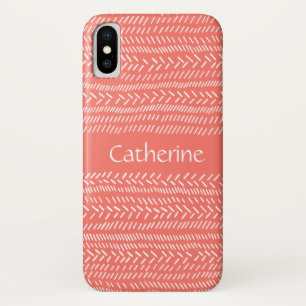Capa Para iPhone Da Case-Mate Rosas Simples Listras Brancas Boho Adicionar Nome