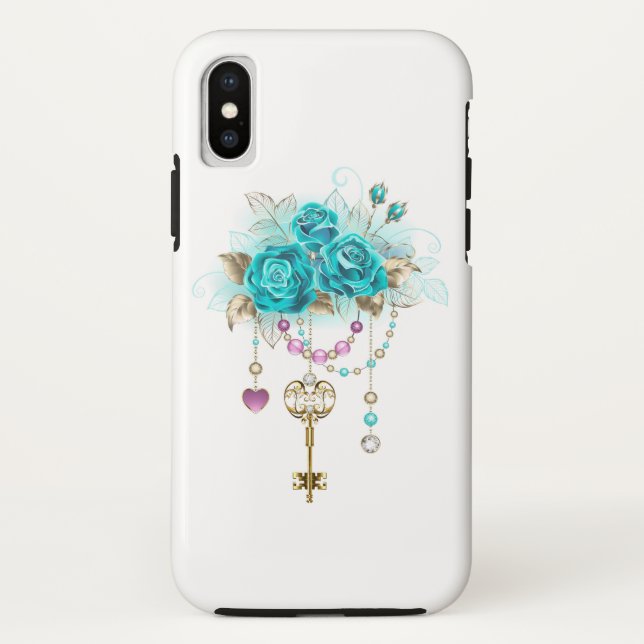 Capa Para iPhone, Case-Mate Rosas Turquesas com Chaves (Verso)