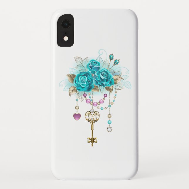 Capa Para iPhone, Case-Mate Rosas Turquesas com Chaves (Verso)