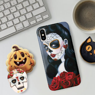 Capa Para iPhone Da Case-Mate Rosas Vermelhas Elegantes Caveira de Açúcar Gótica