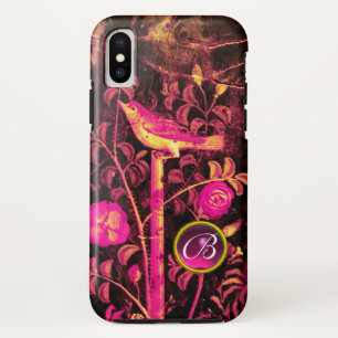 Capa Para iPhone Da Case-Mate ROUXINOL COM MONOGRAMA dos ROSAS, amarelo preto