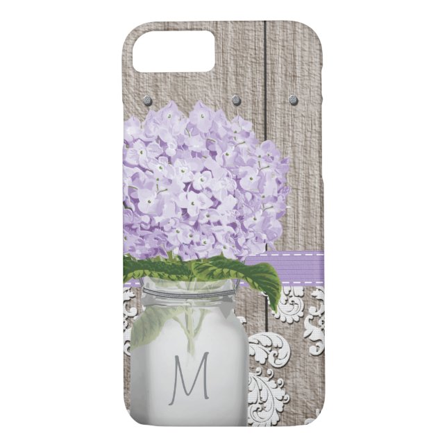 Capa Para iPhone, Case-Mate Roxo Hydrangea Monogramas Jar (Verso)
