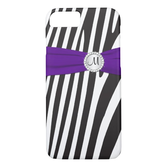 Capa Para iPhone, Case-Mate Roxo, Preto, Zebra Branca, Rastreado (Verso)