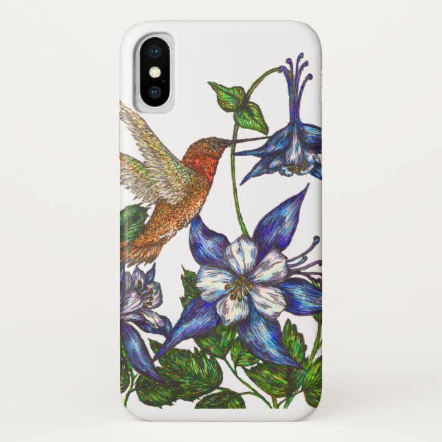 Capa Para iPhone, Case-Mate Rufous Hummingbird e Columbine (Verso)