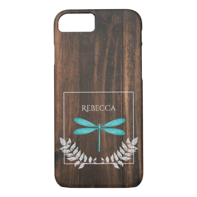 Capa Para iPhone, Case-Mate Rustic Teal Dragonfly Personalizada (Verso)