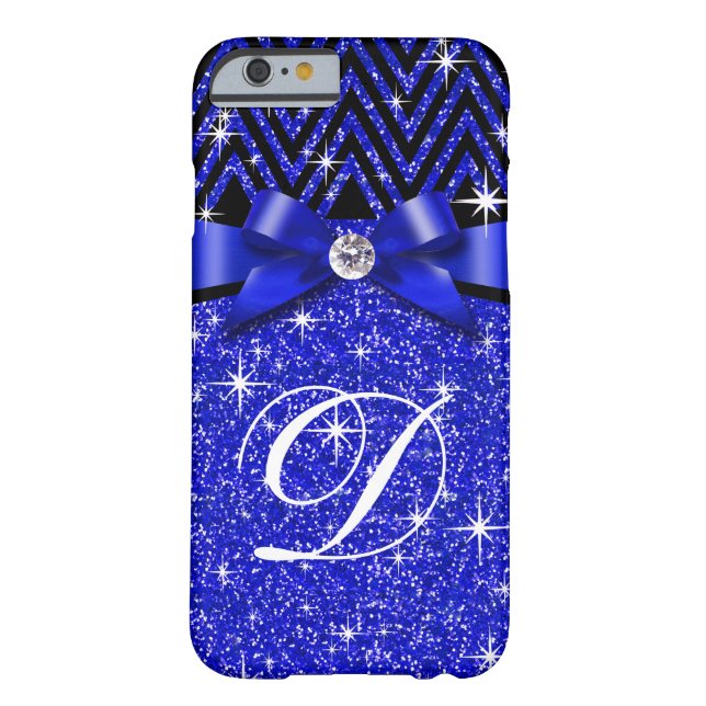 Capa Para iPhone, Case-Mate Safira do monograma | do diamante de Chevron Bling (Verso)