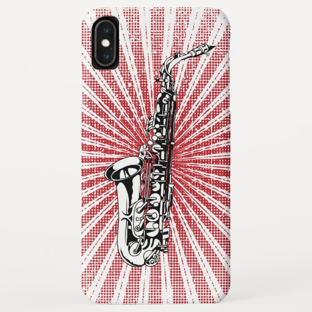 Capa Para iPhone, Case-Mate Saxofone no Sunburst do vermelho do Grunge (Verso)