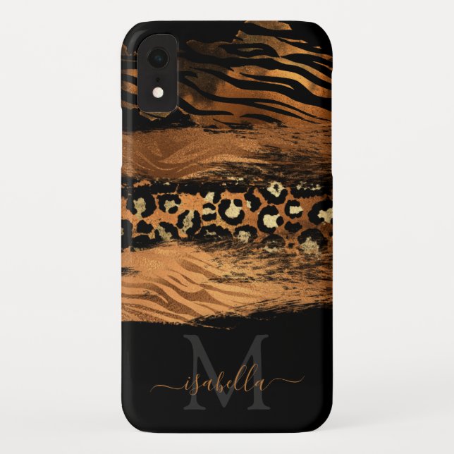 Capa Para iPhone, Case-Mate Script de Cobre Moderno Monograma (Verso)