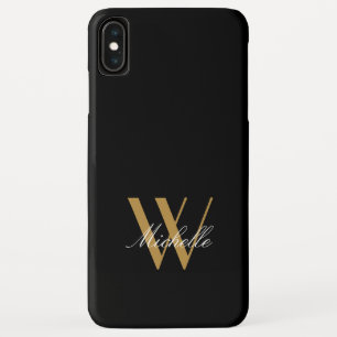 Capa Para iPhone Da Case-Mate Script de Nome Simples Preto Dourado Monograma Ele