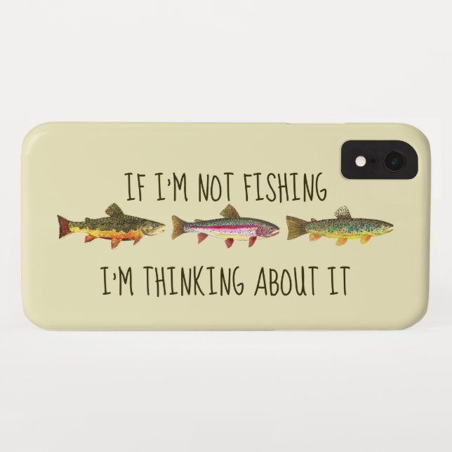 Capa Para iPhone, Case-Mate Se Não Estou Pescando... Piadas de Pesca de Truta (Verso (Horizontal))