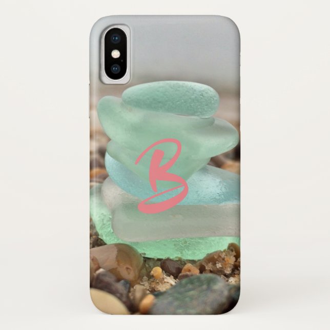 Capa Para iPhone, Case-Mate Seaglass e praia areia azul-lacrimogêneo (Verso)