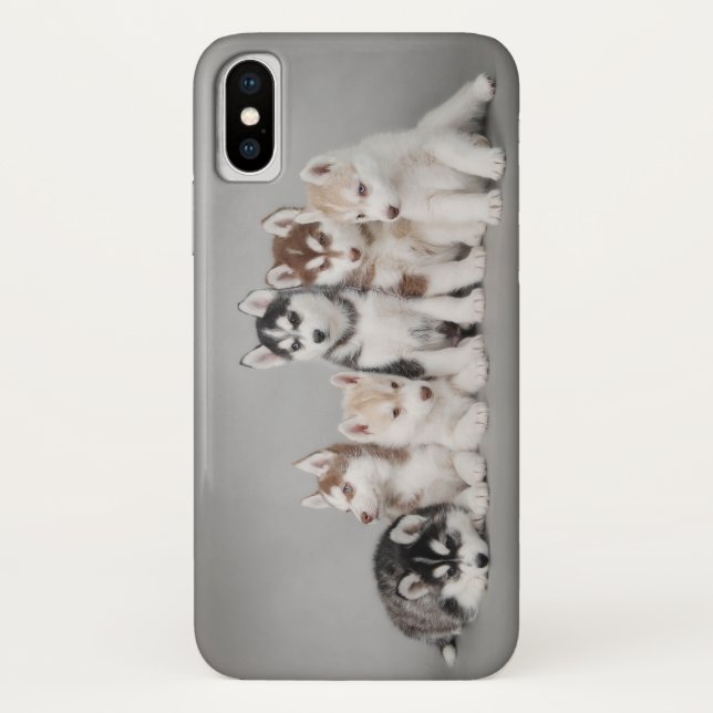 Capa Para iPhone, Case-Mate Seis filhotes Huskie (Verso)