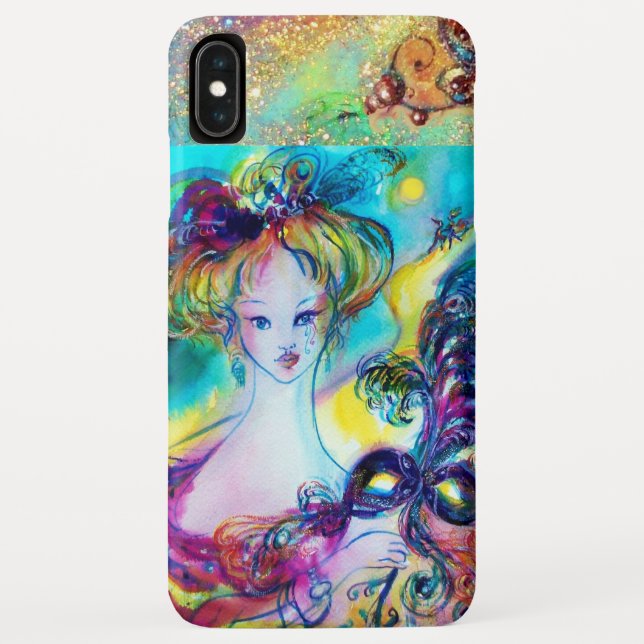 Capa Para iPhone, Case-Mate SENHORA COM PENA MÁSCARA Veneza Mascarada NOITE (Verso)