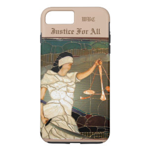 Capa iPhone 8 Plus/7 Plus Senhora majestosa Justiça Retrato no vitral