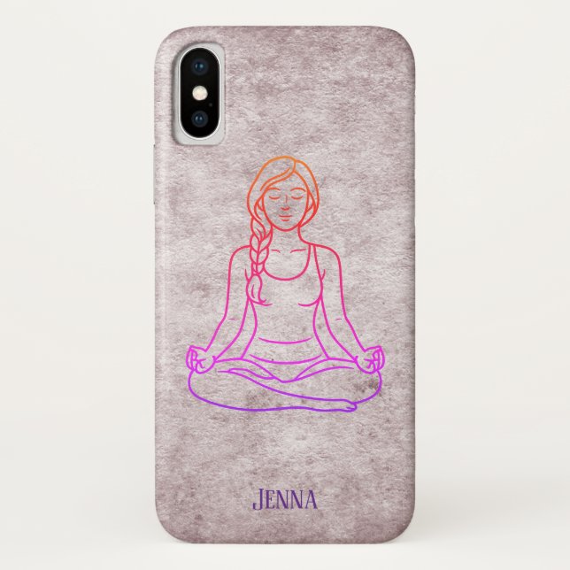 Capa Para iPhone, Case-Mate Senhora Meditando Nome Personalizado (Verso)